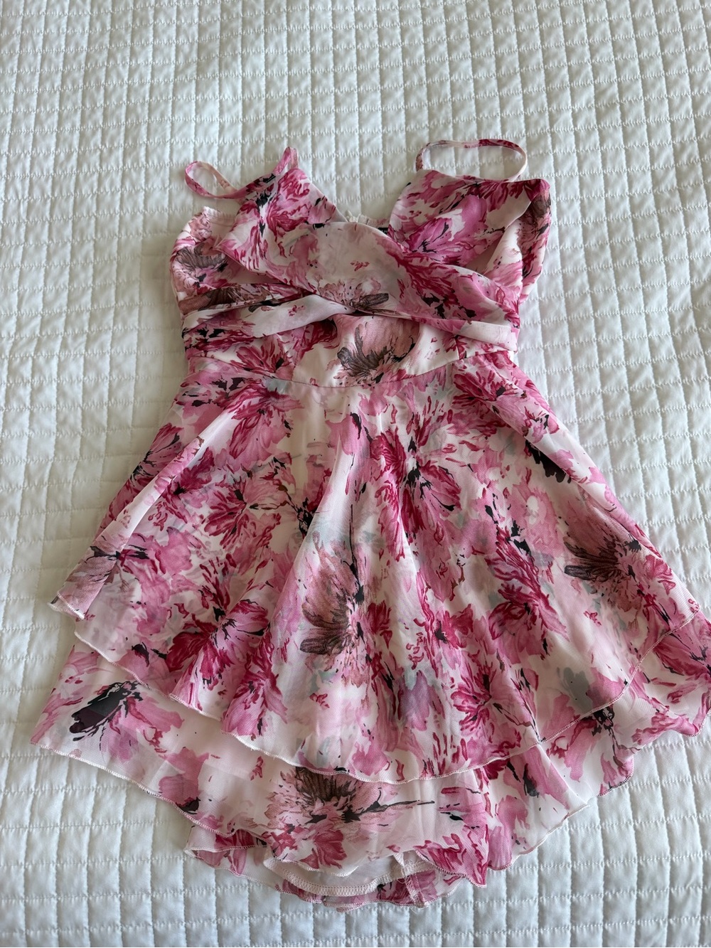 Pink Floral Tiered Romper